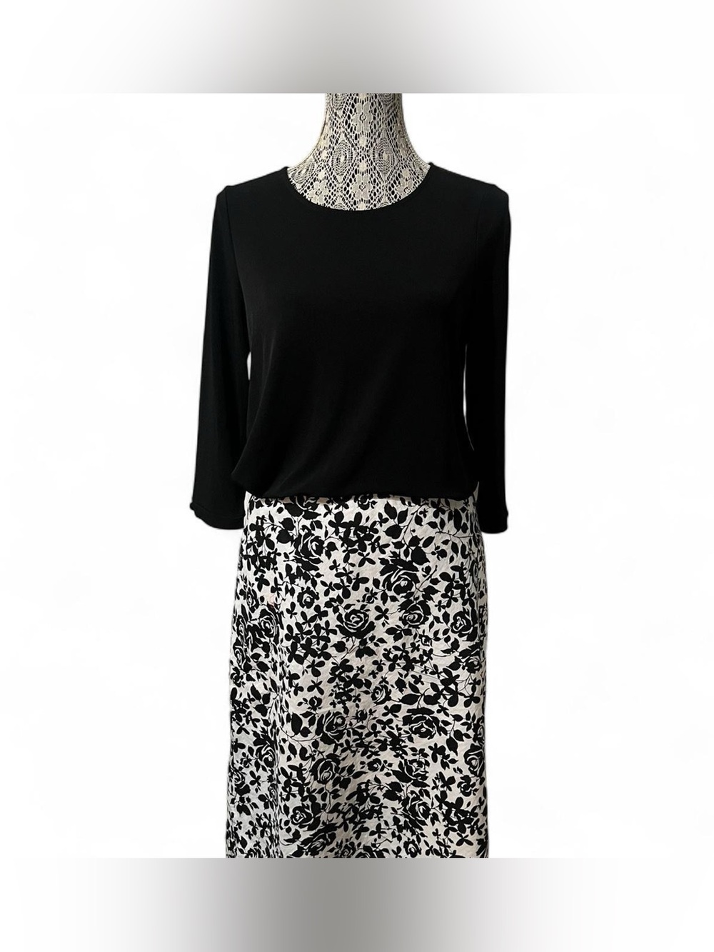 Chico's Black Layered Hem Long-Sleeve Top